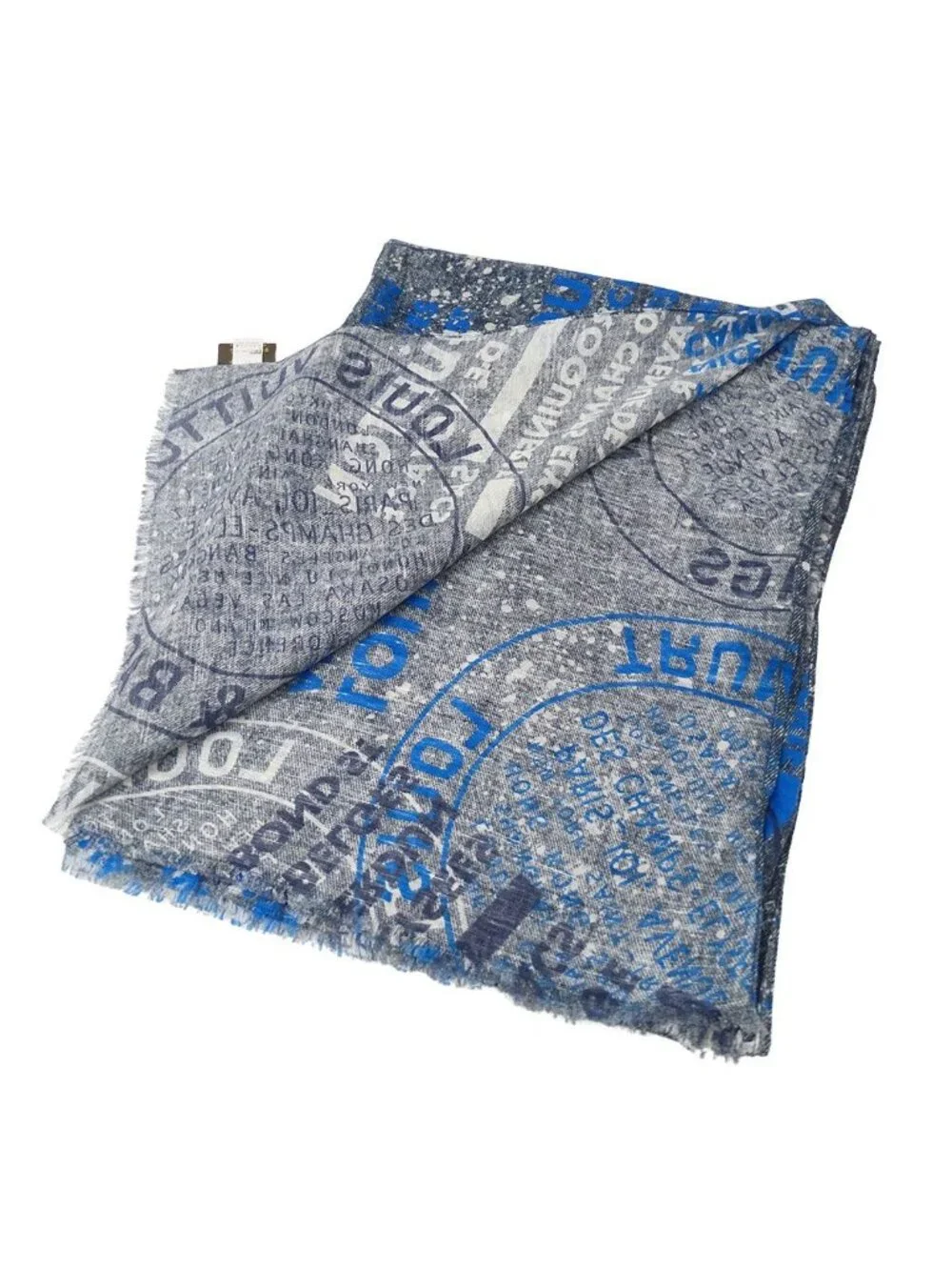 Louis Vuitton Scarf Cotton Hemp Etor Deni Blue Logo